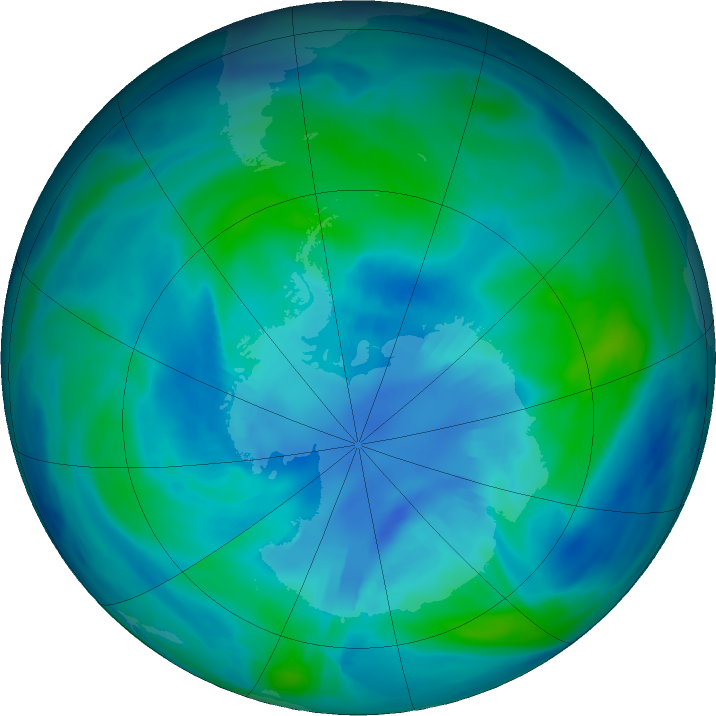 Antarctic ozone map for 08 April 2023